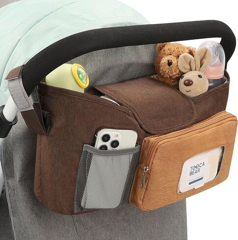 Accmor Universal Stroller Organizer with Insulated Cup Holder, Stroller Caddy Bag Accessories, Stroller Cup Holder Organizer for Uppababy Baby Jogger Britax Stroller, Black in Saudi Arabia
