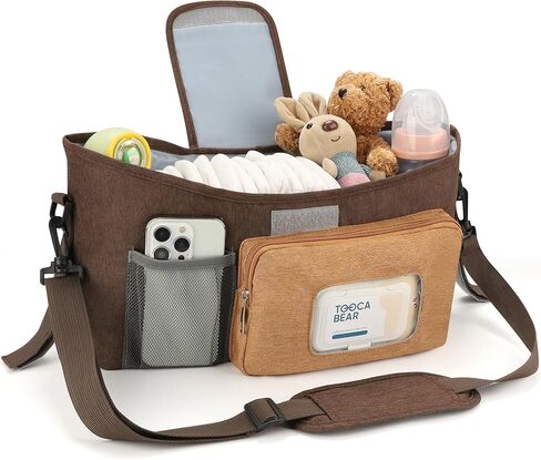 Accmor Universal Stroller Organizer with Insulated Cup Holder, Stroller Caddy Bag Accessories, Stroller Cup Holder Organizer for Uppababy Baby Jogger Britax Stroller, Black in Saudi Arabia
