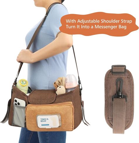 Accmor Universal Stroller Organizer with Insulated Cup Holder, Stroller Caddy Bag Accessories, Stroller Cup Holder Organizer for Uppababy Baby Jogger Britax Stroller, Black in Saudi Arabia