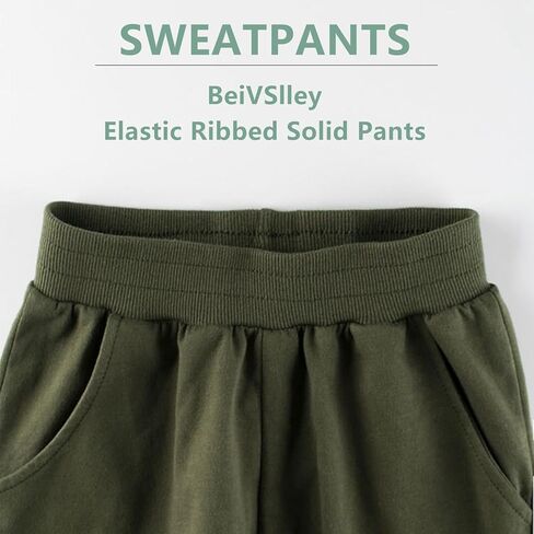 BeiVSlley Baby Boys 2/3 حزمة من السراويل القطنية النشطة للركض للأطفال الصغار، سراويل رياضية مطرزة لطيفة in Kuwait