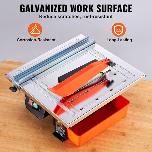 VEVOR7-inch 65Mn Steel Blade, Wet Tile Saw, 3500 RPM Induction Motor, Tile Cutter Wet Saw with Water Reservoir, 0-45 Degrees Miter Angle for Cutting Tiles and Stones, for DIY Enthusiasts in Saudi Arabia