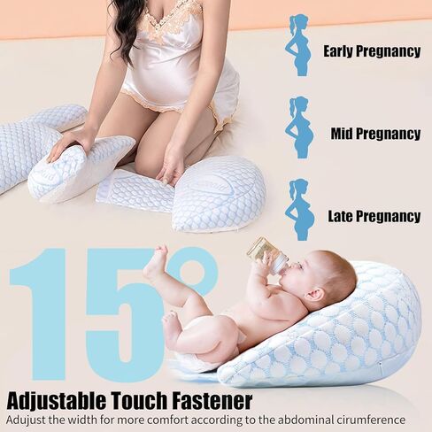 Pregnancy Pillow for Sleeping,Soft Pillows for Pregnancy Side Sleeper,Maternity Pillow,Small Body Pillow Support for Back,Belly,HIPS,Legs with Detachable and Adjustable Pillow Cover in Saudi Arabia