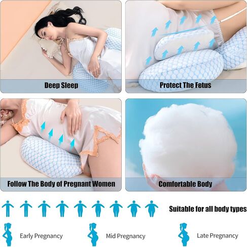 Pregnancy Pillow for Sleeping,Soft Pillows for Pregnancy Side Sleeper,Maternity Pillow,Small Body Pillow Support for Back,Belly,HIPS,Legs with Detachable and Adjustable Pillow Cover in Saudi Arabia