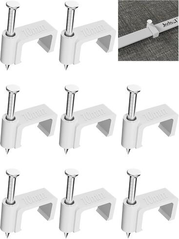 100 Pcs 8mm Cable Clips with Nails - Ethernet Cable Wall Clips, LAN Network Cable Tacks, Internet Coax & Speaker Wire Clips, Computer Patch Cord Clips for Cat5/Cat5e/Cat6/Cat6a/Cat7/Cat8 RJ45 Cables in Kuwait
