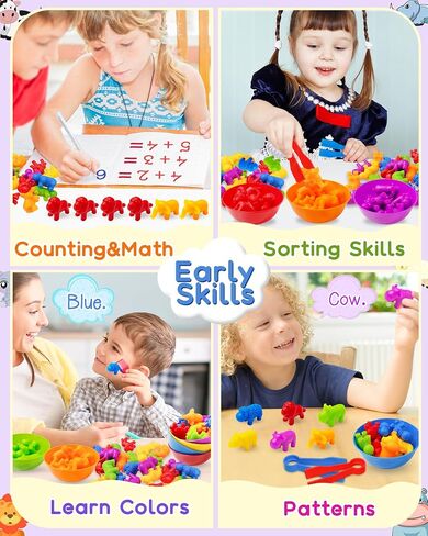 48 Pcs Counting Dinosaurs Toys for Kids 3-5, 4-8, Montessori Learning Toys | Montessori Toys for 3 Year Old, Toddler Sensory Toy, Counting Bears, Preschool Educational Toy for Boys Girls, Birthday Gifts in Saudi Arabia