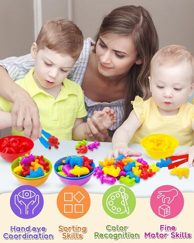 48 Pcs Counting Dinosaurs Toys for Kids 3-5, 4-8, Montessori Learning Toys | Montessori Toys for 3 Year Old, Toddler Sensory Toy, Counting Bears, Preschool Educational Toy for Boys Girls, Birthday Gifts in Saudi Arabia