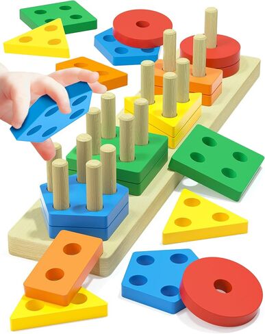 Montessori Toys for 1 2 3 Year Old Boys Girls Toddlers, Wooden Sensory Toys for Ages 2-4 0-2, 1 2 Year Old Boy Girl Birthday Gifts, Educational Toddler Learning Puzzles Toys in Saudi Arabia
