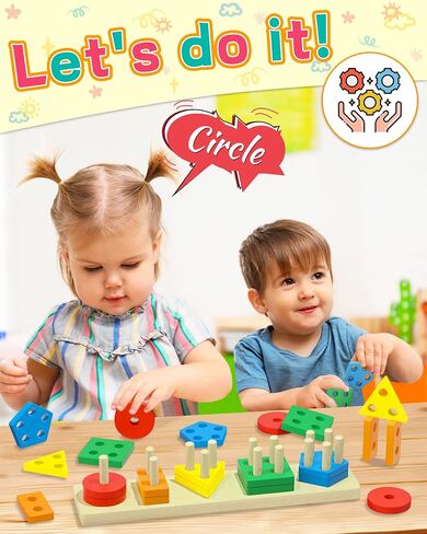 Montessori Toys for 1 2 3 Year Old Boys Girls Toddlers, Wooden Sensory Toys for Ages 2-4 0-2, 1 2 Year Old Boy Girl Birthday Gifts, Educational Toddler Learning Puzzles Toys in Saudi Arabia