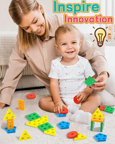 Montessori Toys for 1 2 3 Year Old Boys Girls Toddlers, Wooden Sensory Toys for Ages 2-4 0-2, 1 2 Year Old Boy Girl Birthday Gifts, Educational Toddler Learning Puzzles Toys in Saudi Arabia