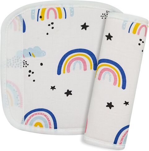 2Pcs Baby Car Seat Neck Cover for Kids, Children Seat Belt Cushion Cute Cartoon Pattern, Comfortable Soft Car Seat Belt Pads Cover Neck Support Travelling (Pink Flower) in Kuwait