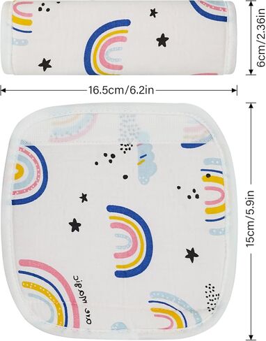 2Pcs Baby Car Seat Neck Cover for Kids, Children Seat Belt Cushion Cute Cartoon Pattern, Comfortable Soft Car Seat Belt Pads Cover Neck Support Travelling (Pink Flower) in Kuwait