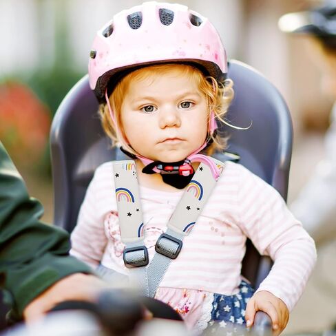 2Pcs Baby Car Seat Neck Cover for Kids, Children Seat Belt Cushion Cute Cartoon Pattern, Comfortable Soft Car Seat Belt Pads Cover Neck Support Travelling (Pink Flower) in Kuwait