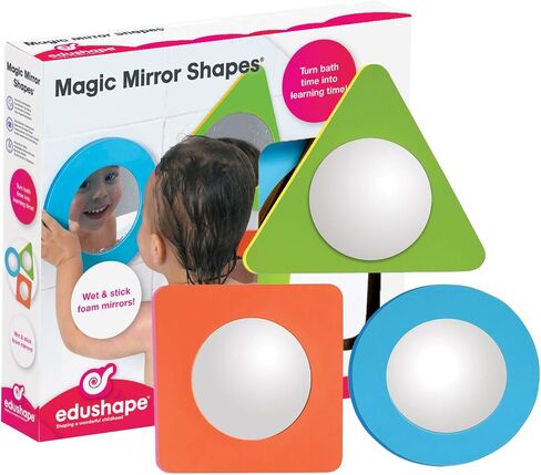 Edushape Magic Mirror Shapes Baby Bath Foam Toys Mirror - Stick-On Removable Baby Foam Bath Toys for Toddlers 1-3 - Learning Bath Toys Foam Mirror Teach Cause & Effect, Reasoning, Cognitive Skills in Saudi Arabia
