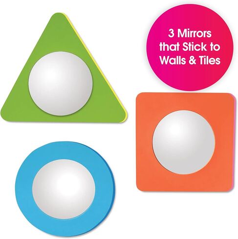 Edushape Magic Mirror Shapes Baby Bath Foam Toys Mirror - Stick-On Removable Baby Foam Bath Toys for Toddlers 1-3 - Learning Bath Toys Foam Mirror Teach Cause & Effect, Reasoning, Cognitive Skills in Saudi Arabia