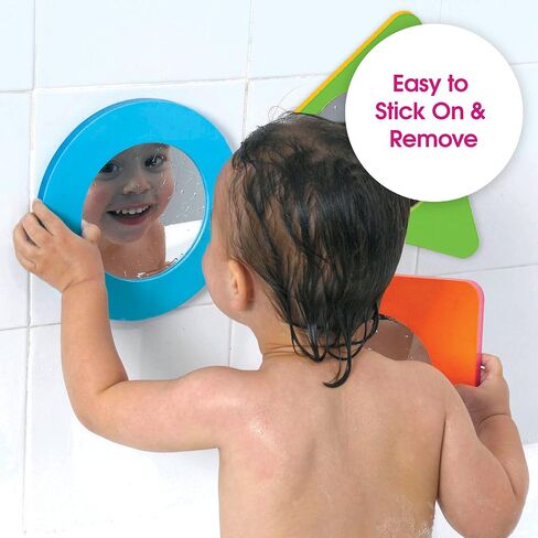 Edushape Magic Mirror Shapes Baby Bath Foam Toys Mirror - Stick-On Removable Baby Foam Bath Toys for Toddlers 1-3 - Learning Bath Toys Foam Mirror Teach Cause & Effect, Reasoning, Cognitive Skills in Saudi Arabia