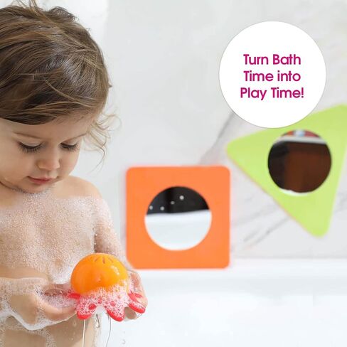Edushape Magic Mirror Shapes Baby Bath Foam Toys Mirror - Stick-On Removable Baby Foam Bath Toys for Toddlers 1-3 - Learning Bath Toys Foam Mirror Teach Cause & Effect, Reasoning, Cognitive Skills in Saudi Arabia