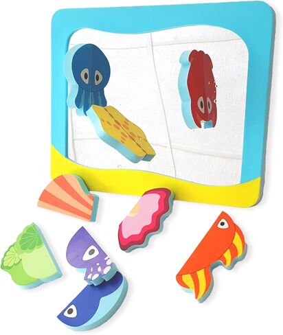 Edushape Magic Mirror Shapes Baby Bath Foam Toys Mirror - Stick-On Removable Baby Foam Bath Toys for Toddlers 1-3 - Learning Bath Toys Foam Mirror Teach Cause & Effect, Reasoning, Cognitive Skills in Saudi Arabia