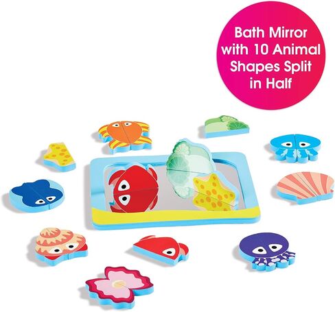 Edushape Magic Mirror Shapes Baby Bath Foam Toys Mirror - Stick-On Removable Baby Foam Bath Toys for Toddlers 1-3 - Learning Bath Toys Foam Mirror Teach Cause & Effect, Reasoning, Cognitive Skills in Saudi Arabia
