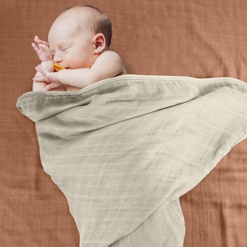 Preboun 6 Pcs Hooded Baby Towels Muslin Cotton Washcloths Set 32 x 32 Inch Soft Absorbent Baby Bath Towel with Hood 11 x 11 Inch Baby Muslin Washcloths for Newborns Infant Toddler(Grey, Coffee) in Kuwait