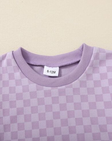 WESIDOM Toddler Baby Girl Clothes Checkered Long Sleeve Pullover Tops + Pants Toddler Girl Sweatsuit Fall Winter Outfits in Kuwait