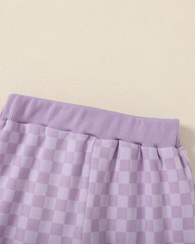 WESIDOM Toddler Baby Girl Clothes Checkered Long Sleeve Pullover Tops + Pants Toddler Girl Sweatsuit Fall Winter Outfits in Kuwait