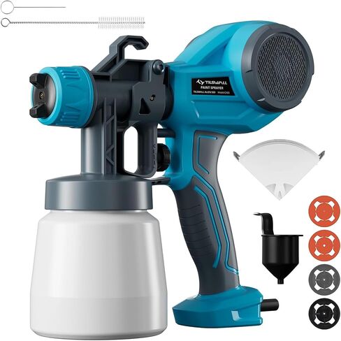 Tilswall Alien 500 Paint Sprayer HVLP Electric Spray Paint Gun Lightweight with 4 Nozzles & 3 Spray Patterns, 100 DIN-s, Ideal Paint Sprayer for Furniture, Fences, Walls, Cabinets, DIY in Saudi Arabia