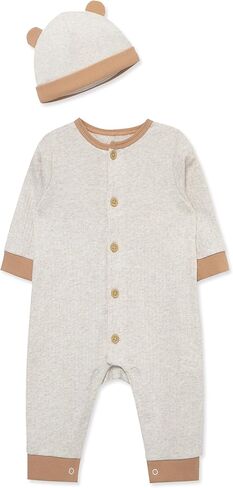 Little Me Simply Essential Solids 100% Organic Clothes for Baby Coverall and Hat Set, 3 Months - 12 Months in Saudi Arabia