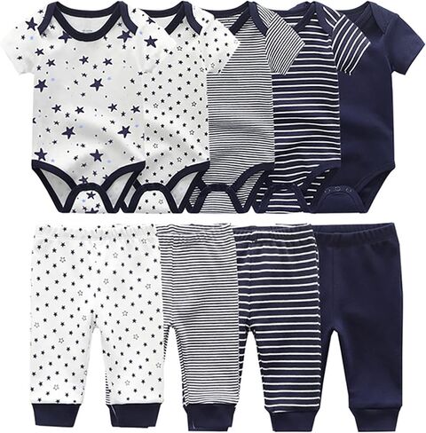 Chamie Newborn Short Sleeve Baby Bodysuit Baby Clothes set 9 Pack for Boys and Girls in Saudi Arabia
