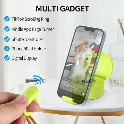 Upgrade Scrolling Ring, Remote Control for TikTok, Bluetooth Ring Scroller with Stand, Bluetooth Camera Remote Compatible with iPhone, iPad, iOS Android Cell Phone-Pink in Saudi Arabia