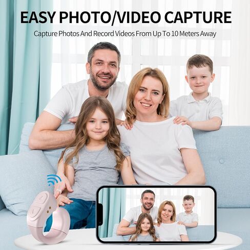 Upgrade Scrolling Ring, Remote Control for TikTok, Bluetooth Ring Scroller with Stand, Bluetooth Camera Remote Compatible with iPhone, iPad, iOS Android Cell Phone-Pink in Saudi Arabia