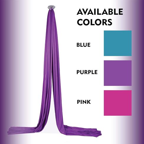 Aerial Silks Kit - 2 Daisy Chains, 2 Stainless Steel Carabiners, 8 Expansion Screws For Concrete Structure, 2 Ceiling Brackets For Aerial Arts & Fitness With Guide, Soft Silk For Smooth Movement in Saudi Arabia