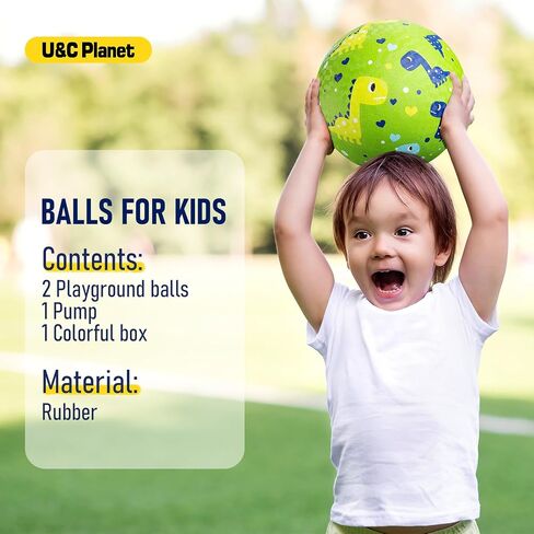 U&C Planet 2 عبوة من كرات الملعب للأطفال، كرة مطاطية كرتونية مقاس 8.5 بوصة مع مضخة دودج بول كيك بول في الهواء الطلق لعبة كرة داخلية للأطفال الصغار الأولاد والبنات in Kuwait