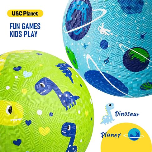 U&C Planet 2 عبوة من كرات الملعب للأطفال، كرة مطاطية كرتونية مقاس 8.5 بوصة مع مضخة دودج بول كيك بول في الهواء الطلق لعبة كرة داخلية للأطفال الصغار الأولاد والبنات in Kuwait