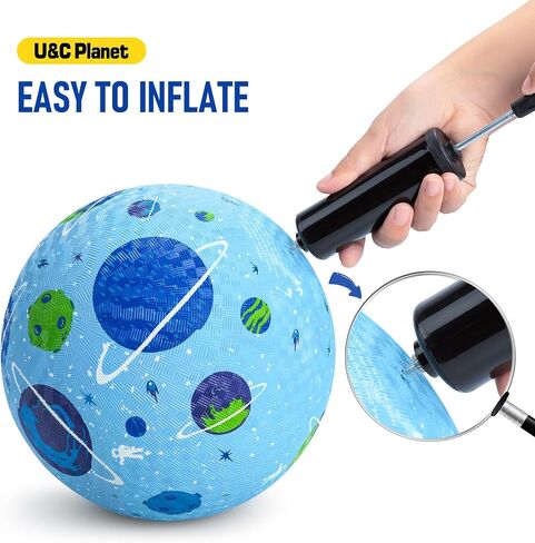 U&C Planet 2 عبوة من كرات الملعب للأطفال، كرة مطاطية كرتونية مقاس 8.5 بوصة مع مضخة دودج بول كيك بول في الهواء الطلق لعبة كرة داخلية للأطفال الصغار الأولاد والبنات in Kuwait