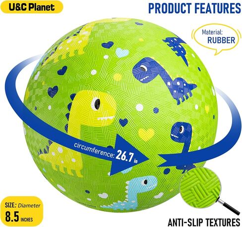 U&C Planet 2 عبوة من كرات الملعب للأطفال، كرة مطاطية كرتونية مقاس 8.5 بوصة مع مضخة دودج بول كيك بول في الهواء الطلق لعبة كرة داخلية للأطفال الصغار الأولاد والبنات in Kuwait