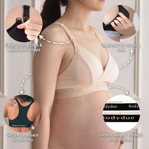 Absobra Nursing Pad-Free Nursing Bra for Easy Breastfeeding Maternity Essential Wireless Full-Coverage Comfort in Saudi Arabia