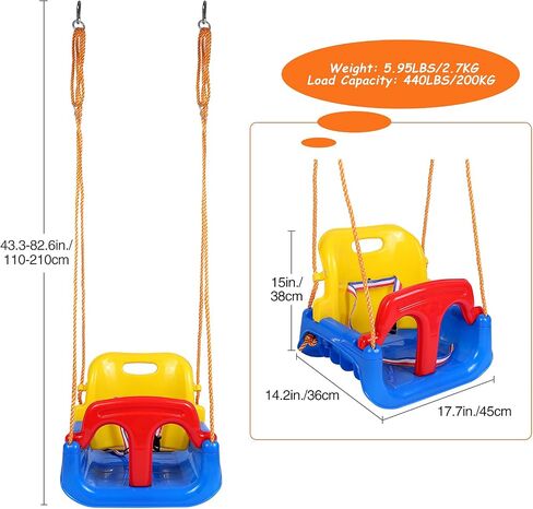 RedSwing Toddler Swing Outdoor,4 in 1 Baby Swing Seat, Anti-Flip Snug and Secure Detachable Infants to Teens Kids Swing Seat for Outdoor Playground, Backyard,Garden,Park,Play Equipment, Large Size in Saudi Arabia