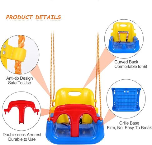 RedSwing Toddler Swing Outdoor,4 in 1 Baby Swing Seat, Anti-Flip Snug and Secure Detachable Infants to Teens Kids Swing Seat for Outdoor Playground, Backyard,Garden,Park,Play Equipment, Large Size in Saudi Arabia
