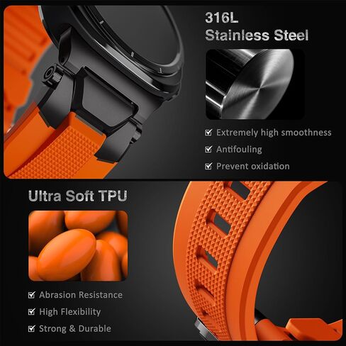 ULTIMAL Watch Band Compatible for Samsung Galaxy Watch Ultra 47mm(2024) Compatible with Samsung Watch Strap Bands for Men Sport Bands for Watch Rugged Premium TPU & Metal in Kuwait