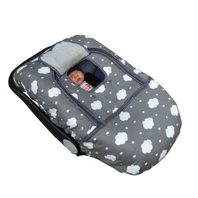Carseat Cover Girls, Winter Baby car seat Covers for Infant car seat, Baby Carrier Cover Canopy, Window in Door Zipper Open, Thick Padded, Pink dots;