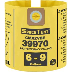 6 Pack 39970 Shop Vac Bags for CRAFTSMAN 6 and 9 Gallon Wet/Dry vacs, Part# 39970 CMXZVBE39970, Fine Dust Bag