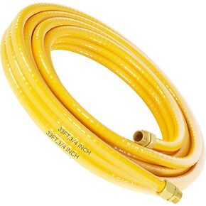 33FT CSST Flexible Propane Natural Gas Line 1/2'' Corrugated Stainless Steel Gas Hose, Propane Hose Pipe with 2 Male Fittings Gasflex