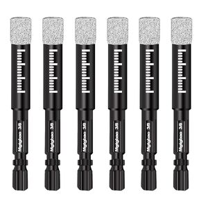 Mgtgbao 6pc Green 3/16" Dry Diamond Drill Bits Set，6PCS 5mm Hex Shank Core Drill Bit Brazed with Cooling Wax for Porcelain Tile Ceramic Concrete Granite Marble Hard Materials (not for Wood).