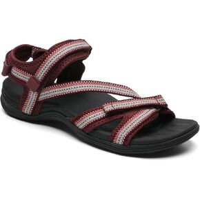 MEGNYA Womens Lightweight Cushion Sandals for Walking, Summer Outside Hiking Sandals with Adjustable Hook and Loop Straps