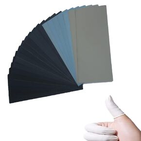 22 PCS Sandpaper 120 to 20000 Fine Sandpaper, Assorted High Grit Wet Dry Sand Paper Variety Pack with 3 Finger Cots for Wood Metal Sanding and Automotive Polishing, 9.1 x 3.6 Inches