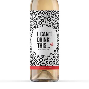 2PCS - I Can't Drink This But You Can - Pregnancy Announcement Wine Labels, Baby Announcement Wine Labels, Pregnancy Reveal Ideas, Surprise Pregnancy Announcement for Grandparents (White)