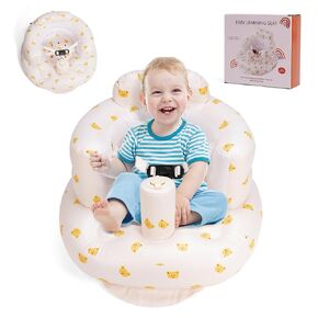 Upgraded Inflatable Baby Seat with 3-Point Harness, Built in Air Pump Baby Inflatable Chair, Sit Me Up Floor Seat for Baby 3-36 Month, Portable Blow Up Baby Chair
