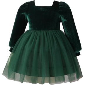 FYMNSI Toddler Baby Girls Vintage Velvet Layered Tulle Tutu Dress Infant Christmas Wedding Evening Gown Holiday Outfit