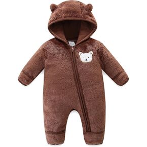 Baby Romper Snowsuit Infant Hooded Outfit Outerwear Jumpsuit Long Sleeve Footed Onesie