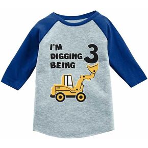 I'm Digging Being 3 3rd Birthday Shirt Boy Construction Kids Raglan T-Shirt in Saudi Arabia